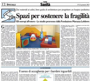 Featured image for “Hospice pediatrici: lo Studio della Fondazione Maruzza sul “Il Sole 24 Ore””