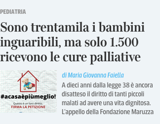 Featured image for “Trentamila bambini inguaribili ma solo 1.500 ricevono le cure palliative”